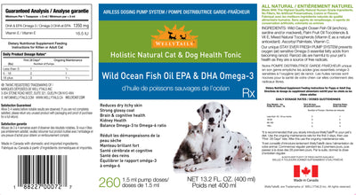 WellyTails Wild Ocean Fish Oil Omega-3 Blend Dog Rx  400mL AIRLESS DOSING PUMP