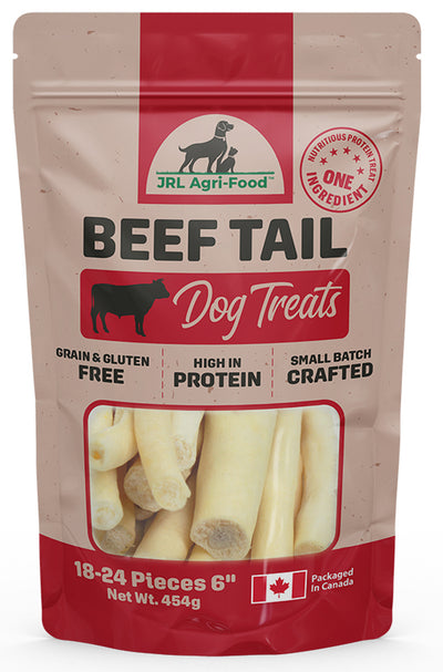 Cow Tail Dog Chew Treat - 454 grams (16 oz.) All Natural Beef Tail,  6 Inch Long - Sourced from 100% Grass Fed Beef Cattle - All Natural - Long Lasting Chew for Dogs - Rawhide Alternative for Dogs