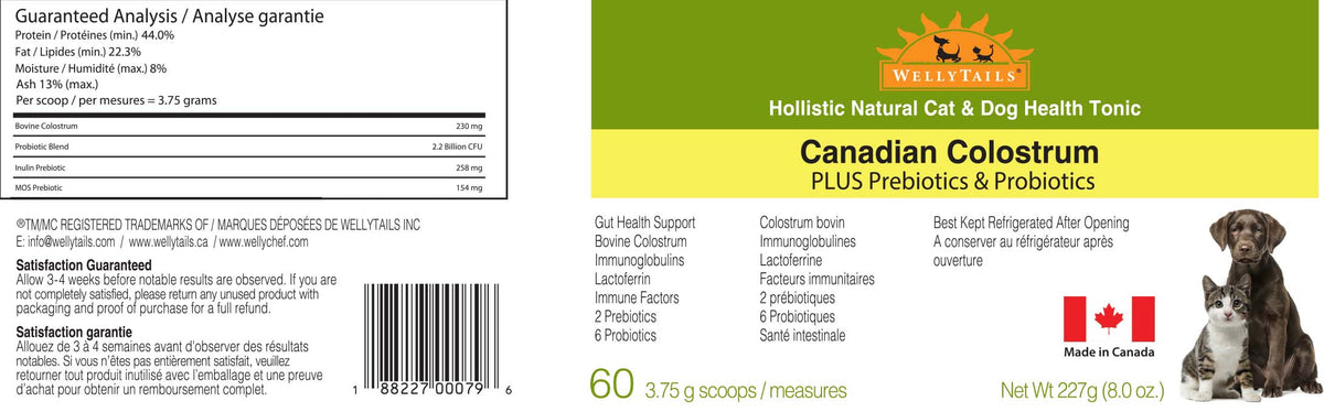 WellyTails Canadian Colostrum + Probiotics & Prebiotics