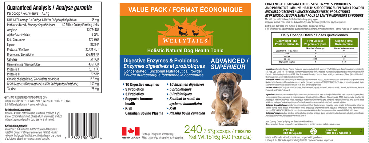WellyTails Digestive Enzymes & Probiotics ADVANCED