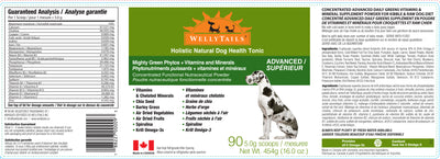 WellyTails Mighty Green Phytonutriments plus vitamines et minéraux Dog Rx