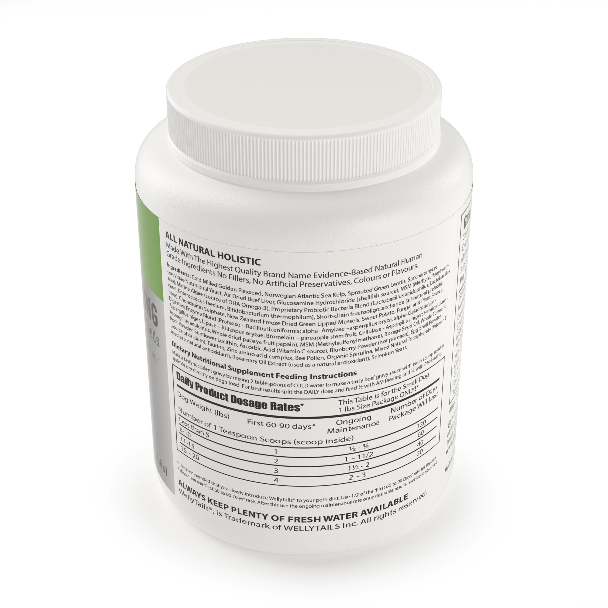 Welly Tails Daily Joint & Wellbeing Supplement For Dogs - 5lb Powder With Glucosamine & Turmeric