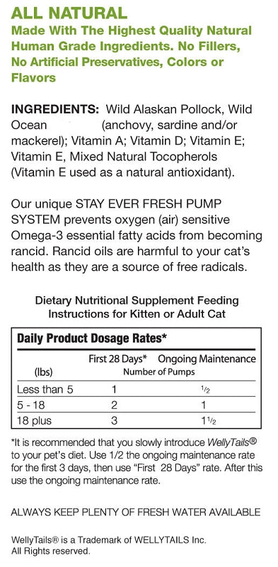 CAT and KITTEN Alaskan Wild Ocean Fish Oil Omega-3 Rx Blend Nutrition guide