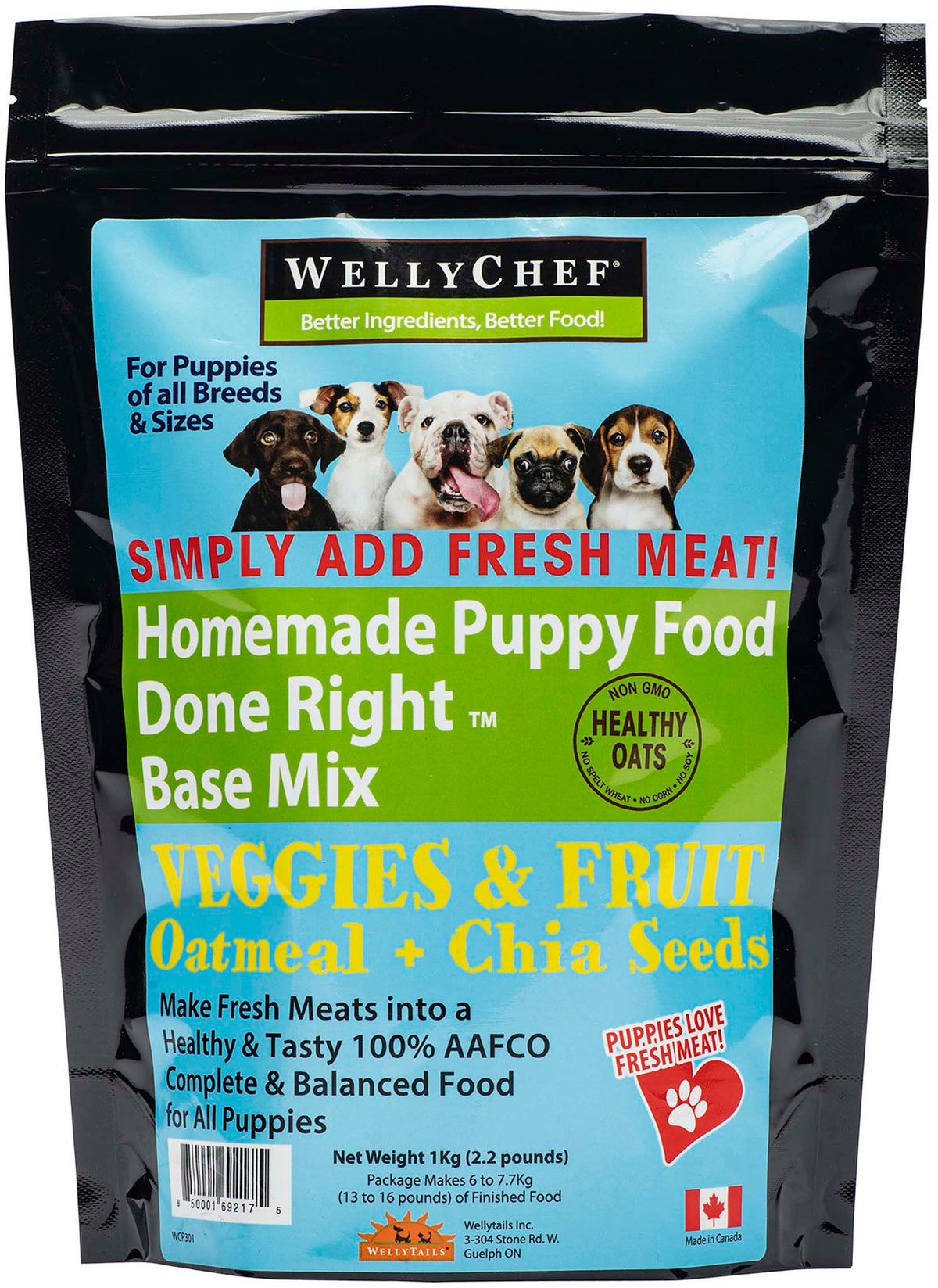 WellyChef  Homemade Puppy Food Done Right Base Mix - Just Add Fresh Meat