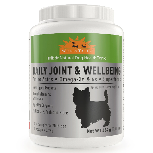 WELLYTAILS® DAILY JOINT & WELLBEING - FOR SMALL DOGS  454 grams (1Lb)  MADE IN CANADA
